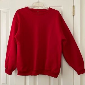 Red. sweatshirt. Nice soft fabric.